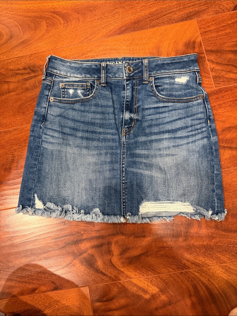 American Eagle Outfitters Distressed Denim Mini Skirt - Blue